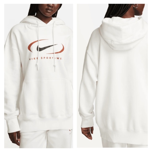 Nike Tops - NEW Nike Sportswear Oversized Fleece Pullover Hoodie White XL NWOT